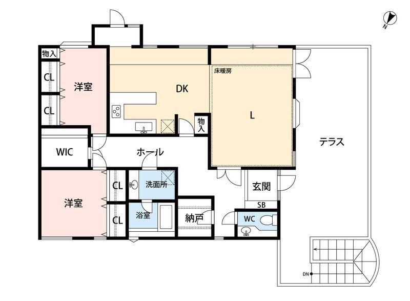 クレアシオン目黒(2LDK/2階)の間取り写真