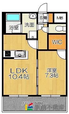 プラージュ花みずき(1LDK/4階)の間取り写真