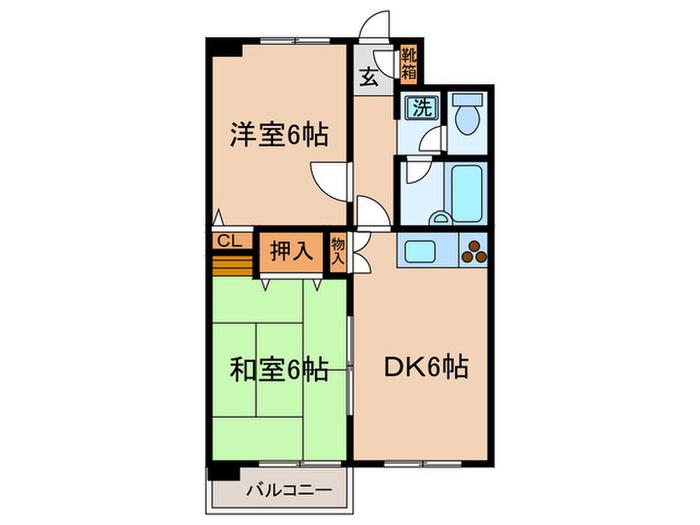 カピトール川崎I(2DK/4階)の間取り写真