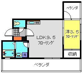 オーセンティックビュー横濱(1LDK/2階)の間取り写真
