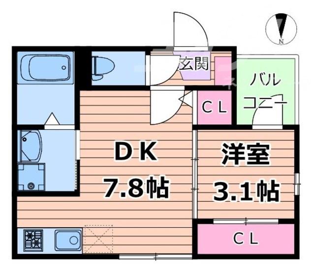 ハーモニーテラス内代町II(1DK/1階)の間取り写真