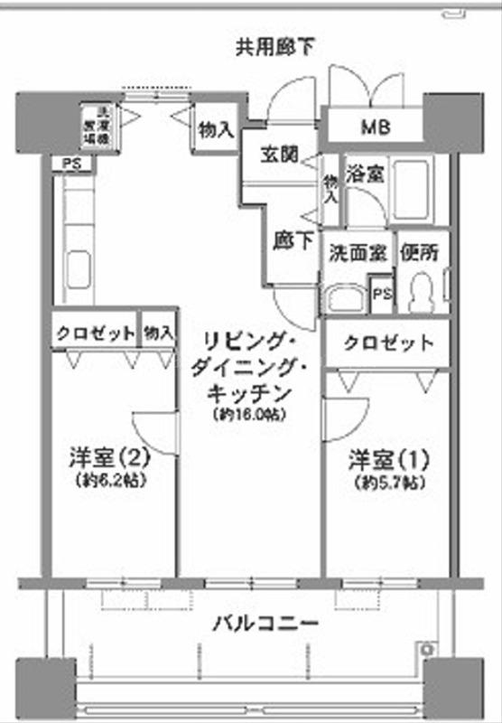 コーシャハイツ安土町(2LDK/15階)の間取り写真