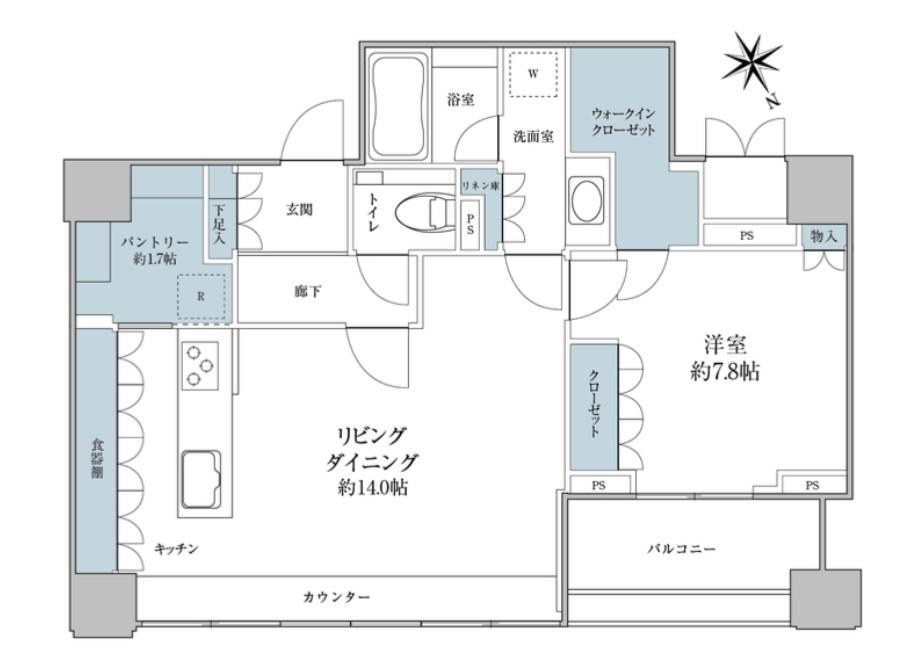 グランスイート麻布台ヒルトップタワー(1LDK/28階)の間取り写真
