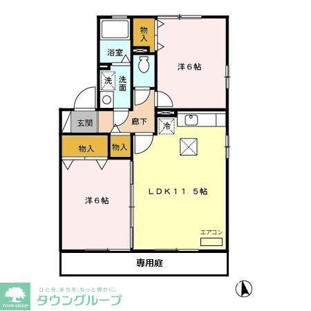 セジュール新町A/B/C(2LDK/1階)の間取り写真