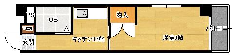キュービック30(1K/6階)の間取り写真