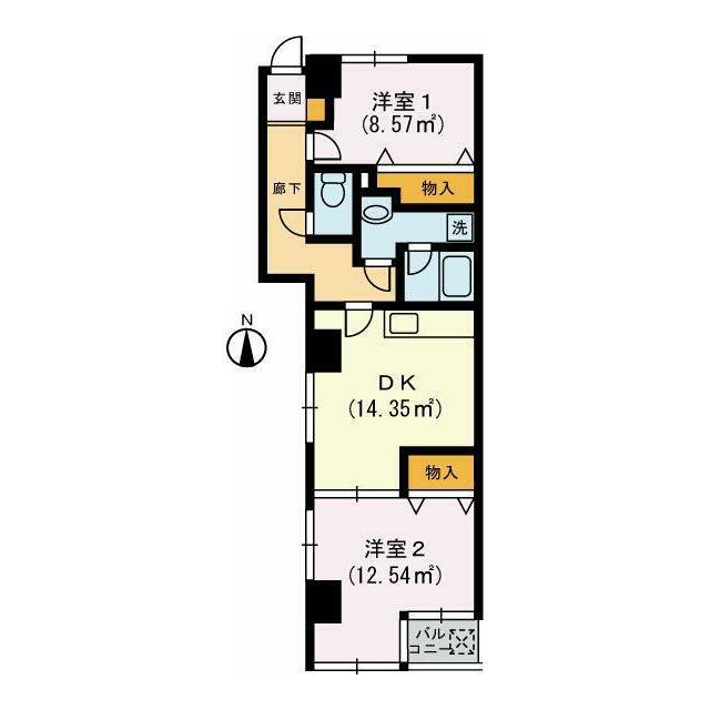 ジャネス菊水 部屋番号301(2DK/3階)の間取り写真