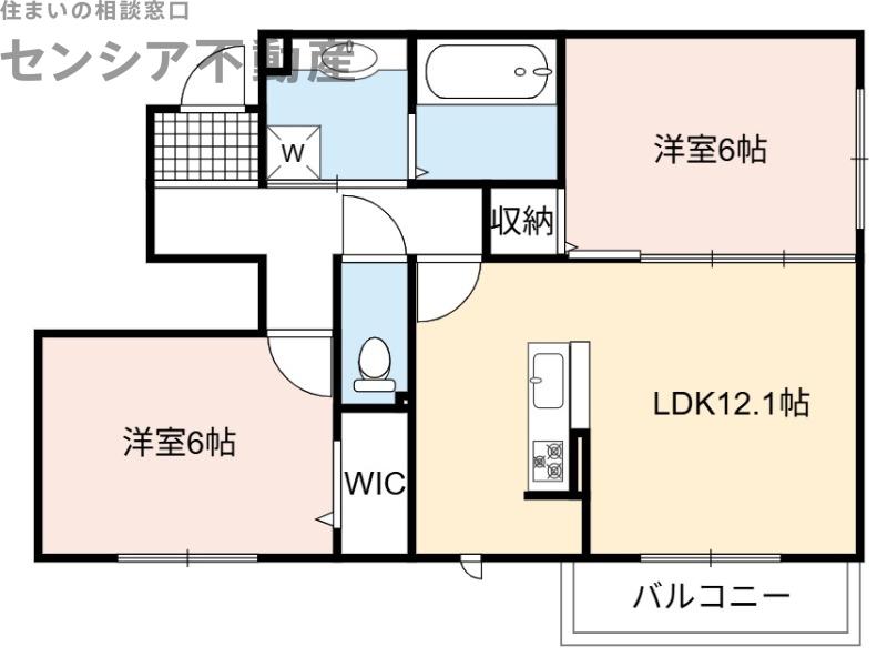 セジュール稲田本町II(2LDK/1階)の間取り写真
