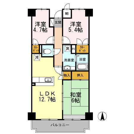 サンシャイン湘南(3LDK/2階)の間取り写真
