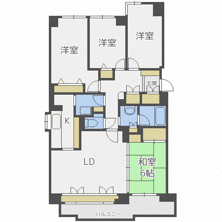グロワール円山(4LDK/11階)の間取り写真