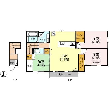 D-ROOM植村(3LDK/2階)の間取り写真