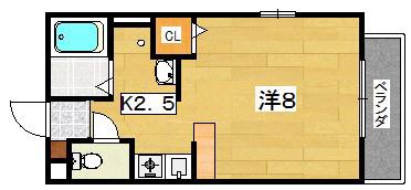 アミティー森(1K/2階)の間取り写真