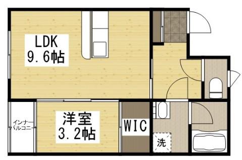 スカイヒルズII(1K/2階)の間取り写真