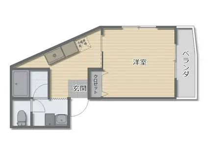 ドリームパレス鳥居ヶ丘(1K/1階)の間取り写真