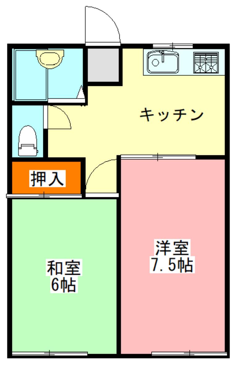 メゾンヤバラ(2DK/1階)の間取り写真