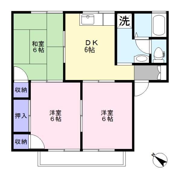 プレセジュール貝原 A棟(3DK/1階)の間取り写真