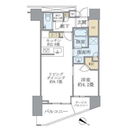 ブリリアザ・タワー東京八重洲アベニュー(1LDK/23階)の間取り写真