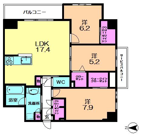 ラヴィーナ西大寺(3SLDK/2階)の間取り写真