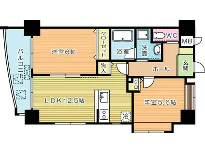 フェリーチェ中井けやき通(2LDK/4階)の間取り写真