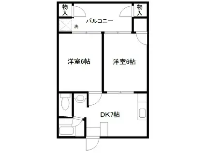 寺田マンション(2DK/3階)の間取り写真