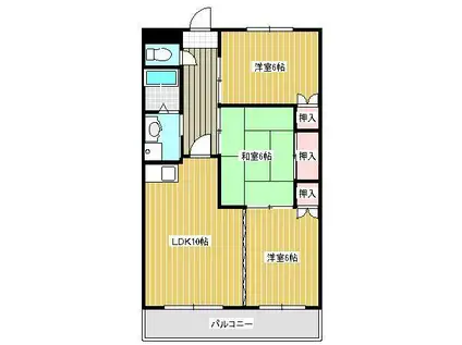 サンヒルズ花畑(3LDK/3階)の間取り写真