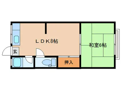 セレーノ・デ生駒(1LDK/2階)の間取り写真