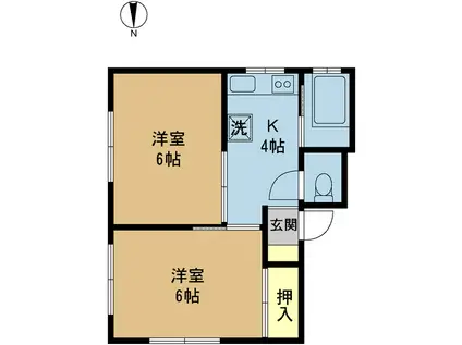 広沢アパート(2K/3階)の間取り写真