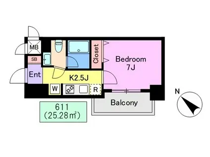 クレド新横浜(1K/7階)の間取り写真