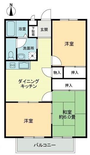 フォブール大井B(3DK/2階)の間取り写真