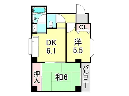 レジデンシア甲子園(2DK/2階)の間取り写真