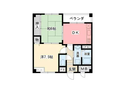 ブリーズコート・イースト(2DK/1階)の間取り写真