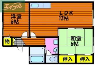 グローリーハウス的場C(2LDK/2階)の間取り写真