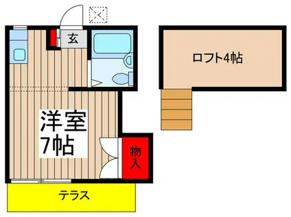 セブンローズ本八幡B棟(ワンルーム/1階)の間取り写真