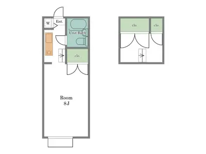 GREEN GABLES(1K/2階)の間取り写真