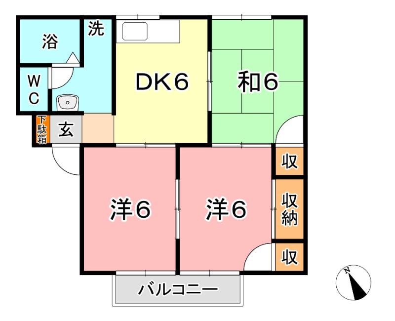 サンコーポ小野C棟(3DK/2階)の間取り写真