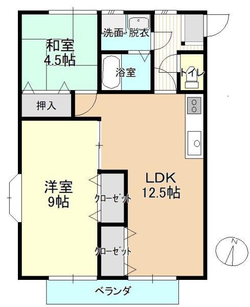 マンションルーブランB棟(2LDK/2階)の間取り写真