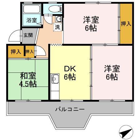 法月ハイツ(3DK/3階)の間取り写真