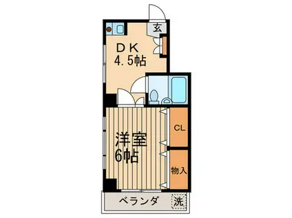 マリーナさくら(1DK/2階)の間取り写真