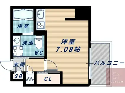 ドゥーエ江坂III(ワンルーム/6階)の間取り写真