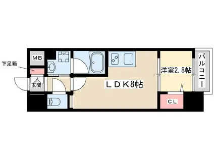 フォーチュニー江坂2(1LDK/7階)の間取り写真