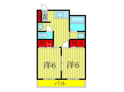 メゾンエスポワール松葉(2DK/2階)の間取り写真