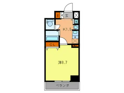 ロイヤルヒル神戸三ノ宮(1K/4階)の間取り写真