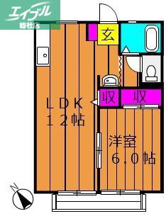 パナハイツ総社M(1LDK/2階)の間取り写真