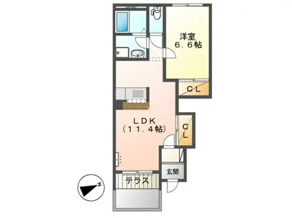 エルシャトーIII(1LDK/1階)の間取り写真