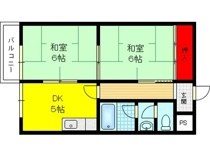 富尾マンションII(2DK/3階)の間取り写真