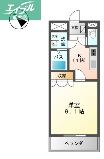 ルナ・アルカディア参番館(1K/1階)の間取り写真