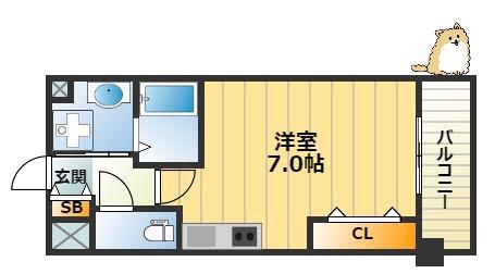 ベルヴィ六甲(ワンルーム/2階)の間取り写真