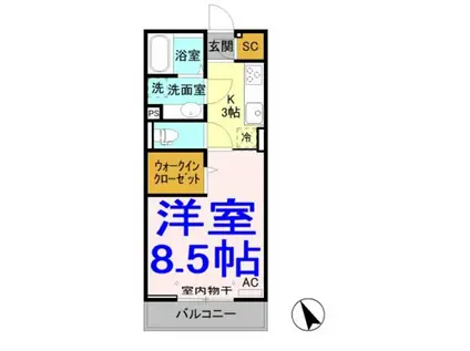 クレセントコート2(1K/3階)の間取り写真