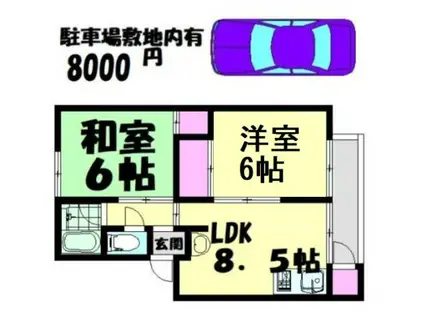 上野芝グリーンハイツ(2LDK/3階)の間取り写真