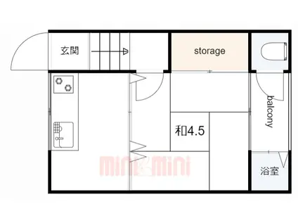 阪神本線 杭瀬駅 徒歩12分 2階建 築64年(1K/2階)の間取り写真
