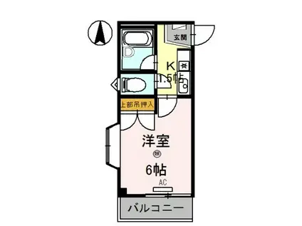 スカイビュー(1K/2階)の間取り写真